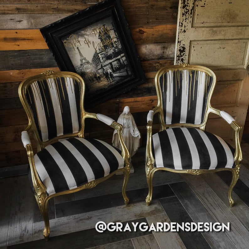 Vintage Hand Painted French Glam Chairs