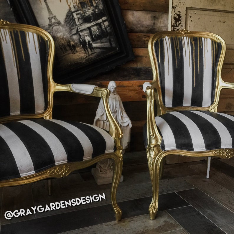 Vintage Hand Painted French Glam Chairs